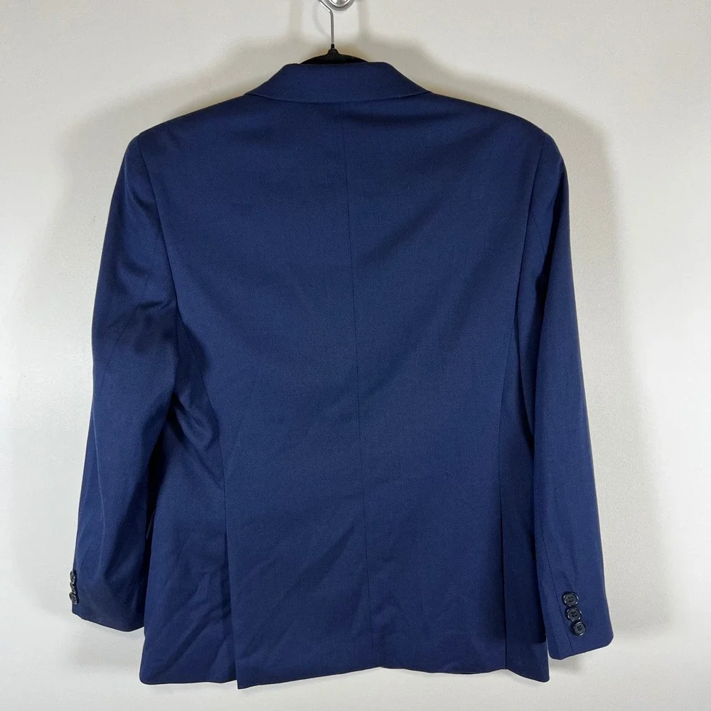 B by Brooks Brothers Boys Navy Blue Textured Two Button Blazer Jacket Size 16R